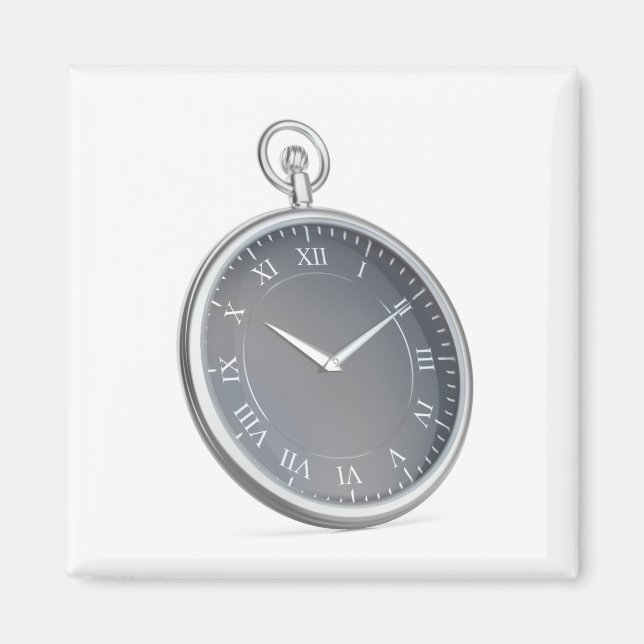 Silver pocket watch magnet (Front)