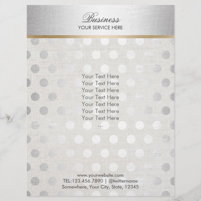 Silver Polka Dots Classy Linen Salon Spa Brochures (Front)