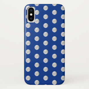 Silver polka dots on a royal blue background. iPhone x case