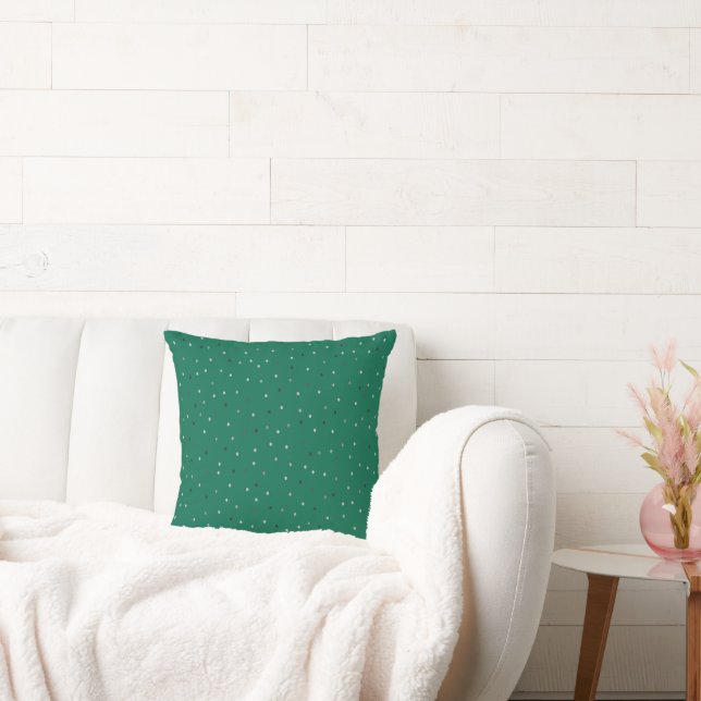 Silver Polka Dots on Green Cushion (Couch)