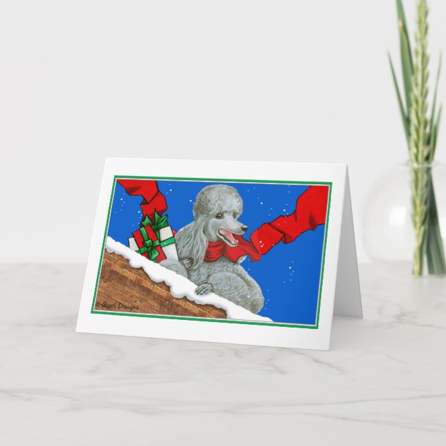 Silver Poodle Christmas or Holiday Cards Notes (Front)