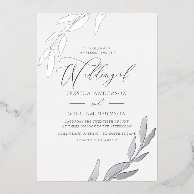 Silver Pressed Foil Leaf Supremely Elegant Wedding (Front)