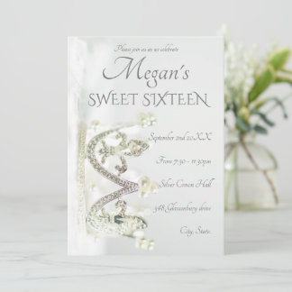 Silver Princess Elegant Modern Sweet Sixteen Invitation