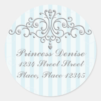Silver Princess Filigree Classic Round Sticker