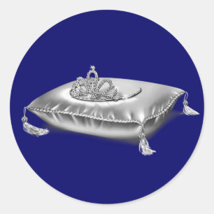 Silver Princess Tiara Classic Round Sticker