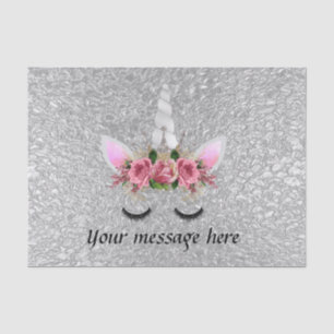 Silver princess unicorn add message tissue paper