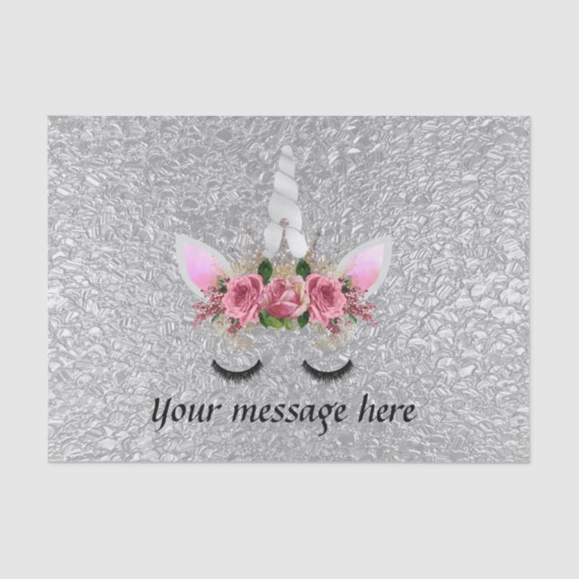 Silver princess unicorn add message tissue tissue paper (Front)