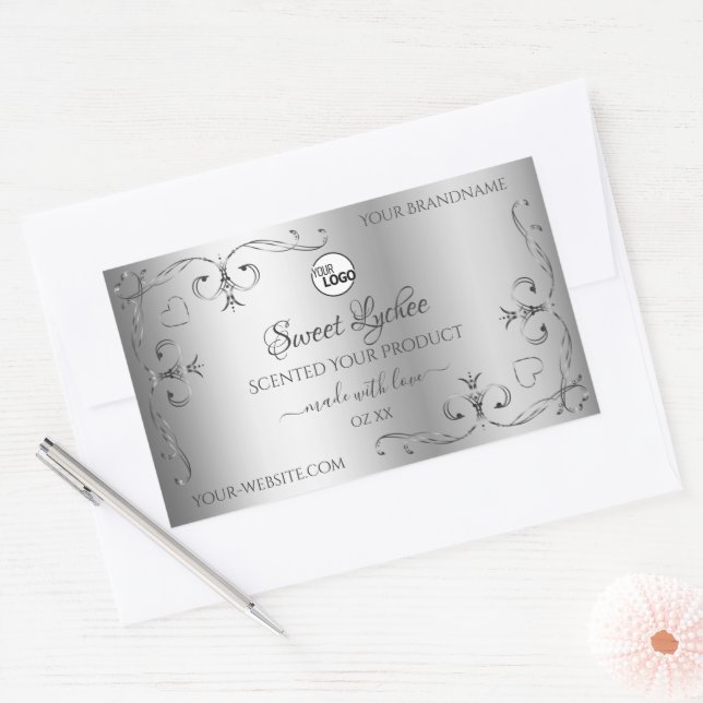 Silver Product Labels Ornate Corner Borders Logo (Envelope)