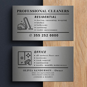 Silver professional cleaning modern business card