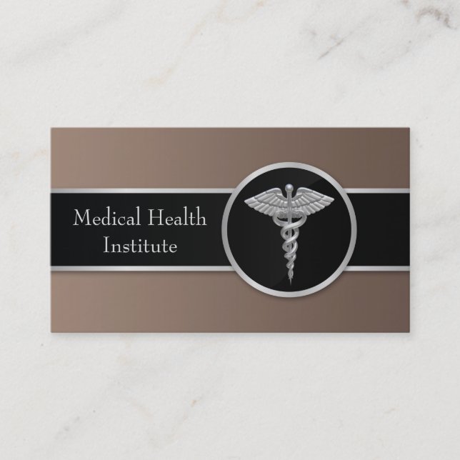 Silver Professional Medical Caduceus Business Card (Front)