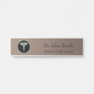 Silver Professional Medical Caduceus - Door Sign