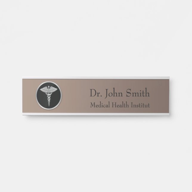 Silver Professional Medical Caduceus - Door Sign (Front)