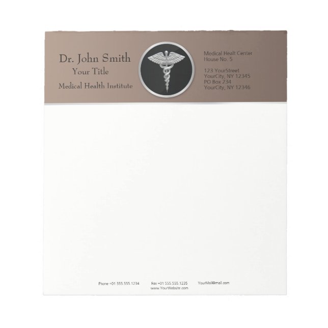 Silver Professional Medical Caduceus - Notepad (Front)