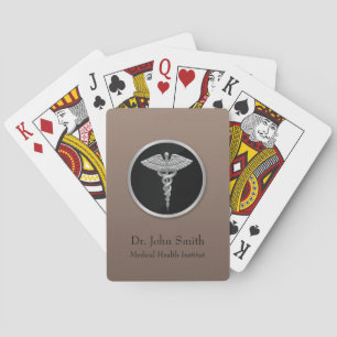 Silver Professional Medical Caduceus Playing Cards