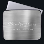 Silver Professional Metallic Monogram Business Laptop Sleeve<br><div class="desc">Modern Silver Girly Make Up and Hair Beauty Salon Faux Metallic Stainless Elegant Monogram Promotional Laptop Bag or Sleeve Promotional (promo) advertisement Case. This classy professional business computer case can be customised to include your monogrammed script signature name and job title profession or position.</div>
