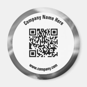 Silver Promotional Business Name QR Code Magnet