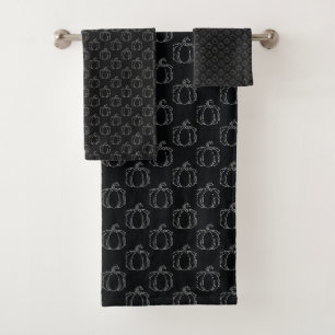 Silver Pumpkin Halloween Bath Towel Set