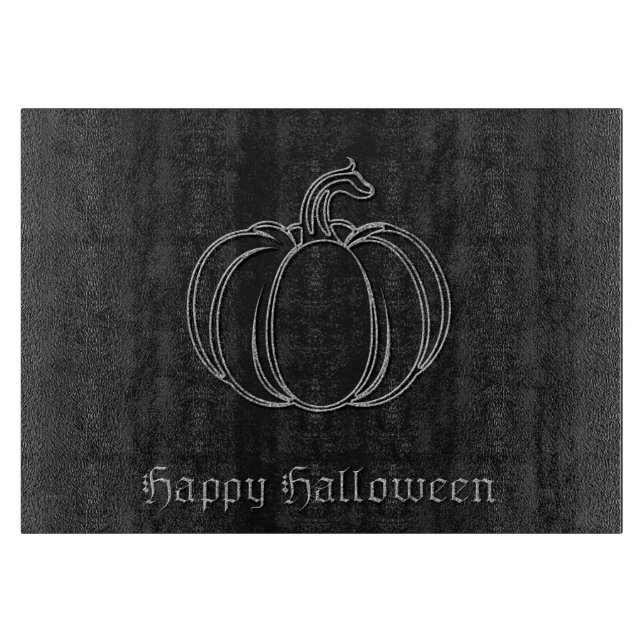 Silver Pumpkin Halloween Cutting Board (Front)