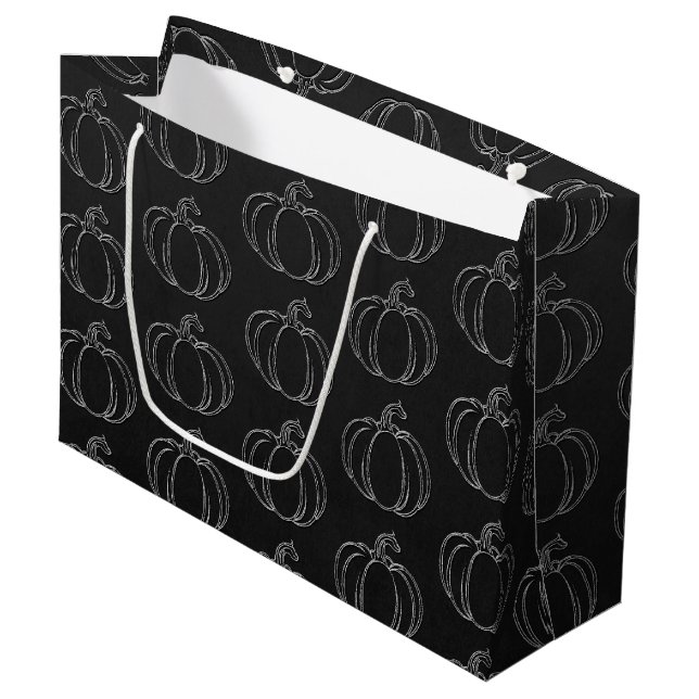 Silver Pumpkin Halloween Large Gift Bag (Front Angled)