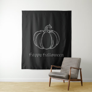 Silver Pumpkin Halloween Photo Backdrop Tapestry