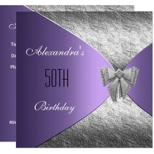 silver purple 50th birthday invitation floral purple 50th birthday invitations