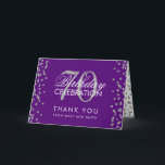 Silver Purple 70th Birthday Thank you Confetti Card<br><div class="desc">Elegant 70th Birthday Party Silver Faux Glitter Confetti Purple template. Easy to use and easy to personalize. Order Today!</div>