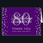 Silver Purple 80th Birthday Thank you Glitter<br><div class="desc">Elegant 80th Birthday Party Silver Faux Glitter Confetti Purple template. Easy to use and easy to personalise. Order Today!</div>
