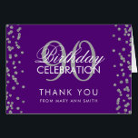 Silver Purple 90th Birthday Thank you Glitter<br><div class="desc">Elegant 90th Birthday Party Silver Faux Glitter Confetti Purple template. Easy to use and easy to personalise. Order Today!</div>