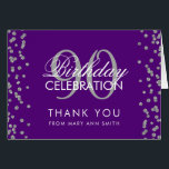 Silver Purple 90th Birthday Thank you Glitter<br><div class="desc">Elegant 90th Birthday Party Silver Faux Glitter Confetti Purple template. Easy to use and easy to personalise. Order Today!</div>