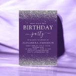 Silver Purple Any Age Birthday Modern Glitter Invitation<br><div class="desc">Silver and Purple Glitter Custom Any Age (13th, 16th, 18th, 21st, 30th, 40th, 50th, 60th) Adult Birthday Party Invitation . This is the perfect (thirteen, sixteen, eighteen, twenty one, thirty, forty, fifty or sixty) Fun and Trendy Birthday Invitation for a Modern Elegant Sparkle Girly Birthday Party. Please contact the designer...</div>