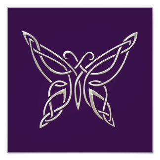 Silver Purple Celtic Butterfly Curling Knots Photo Print