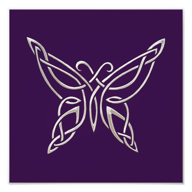Silver Purple Celtic Butterfly Curling Knots Photo Print (Front)