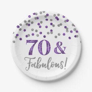 Silver Purple Confetti 70 and Fabulous Paper Plate