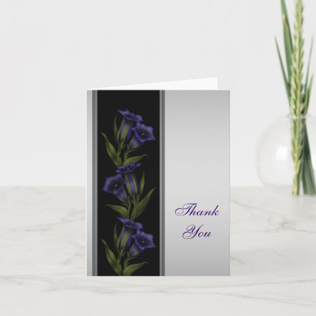 Silver Purple Crystal Violet Silver Thank You Card (Front)