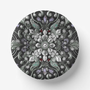 Silver Purple Decorative Paper Bowls Plate