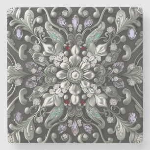 Silver Purple Decorative Stone Coaster