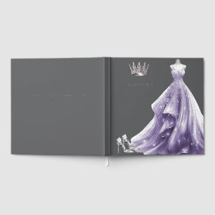 Silver Purple Dress Princess Quinceañera  Guest Book