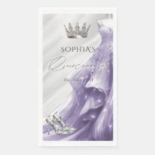 Silver Purple Dress Princess Quinceañera  Napkin