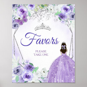 Silver & Purple Dresses Quinceañera Favours Poster