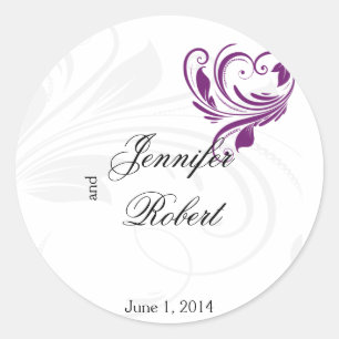 Silver Purple Floral Heart Scroll Envelope Seal