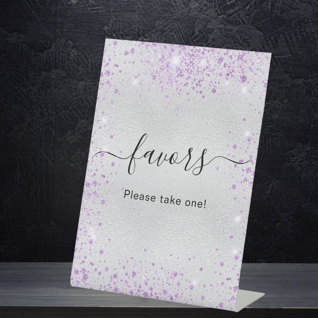 Silver purple glitter favours sign (Creator Uploaded)