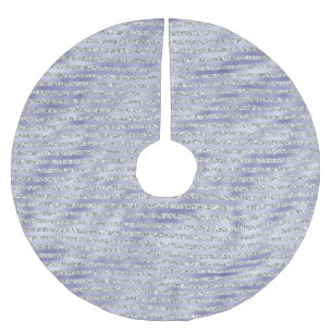 Silver Purple Glitzy Glitter Stripes Brushed Polyester Tree Skirt