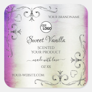 Silver Purple Marble Ornate Product Labels Logo