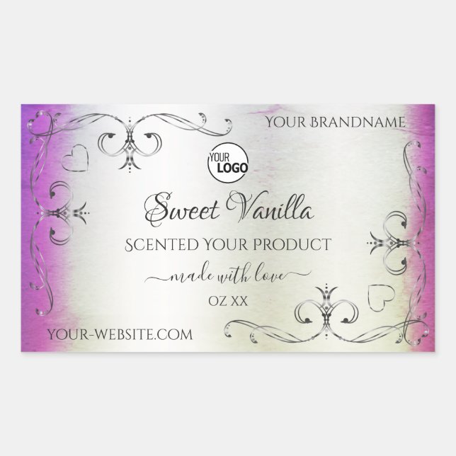 Silver Purple Marble Ornate Product Labels Logo (Front)