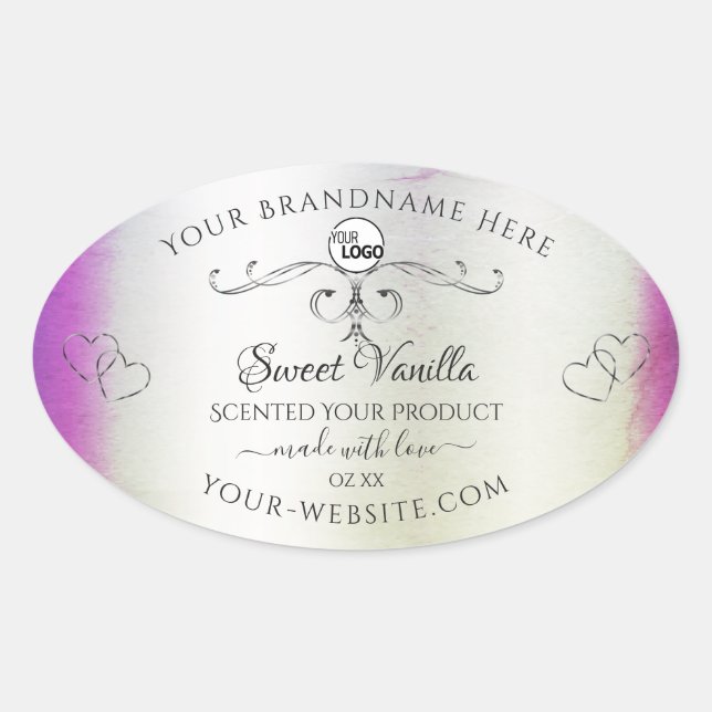 Silver Purple Marble Ornate Product Labels Logo (Front)
