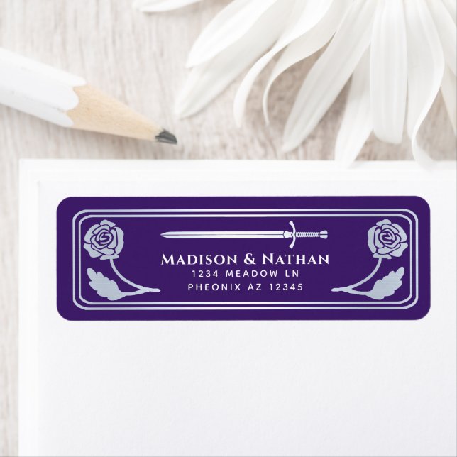 Silver Purple Mediaeval Fantasy Sword Wedding Labe (Insitu)