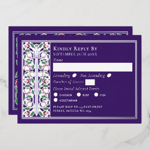Silver Purple Mediaeval Floral Sword Wedding RSVP