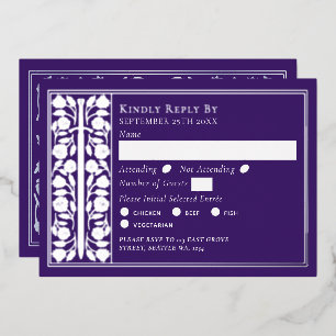 Silver Purple Mediaeval Sword Wedding RSVP