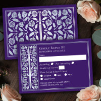 Silver Purple Mediaeval Sword Wedding RSVP
