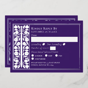 Silver Purple Medieval Sword Wedding RSVP